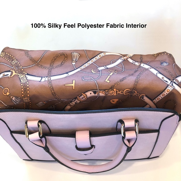 🎉2xHP🎉 VEGAN LEATHER Satchel Snake Skin Center Zip Handbag Pink + Gold Hardware - Picture 7 of 16